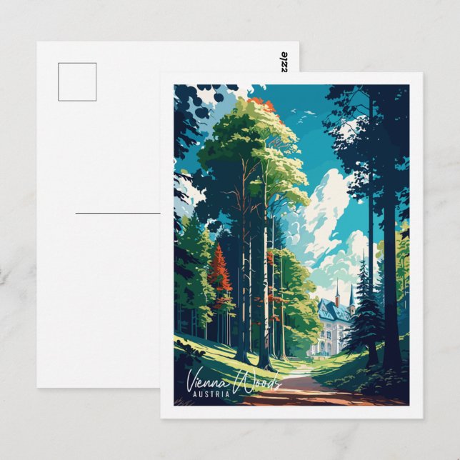 Wien Woods Austria Vintage Place Postkarte (Vorne/Hinten)