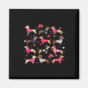 Wiener Dachshund im Hundekleid Herzen Frohe Valent Magnet