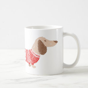 Wiener Dog Roter Weihnachtspullover Muster Feierta Kaffeetasse