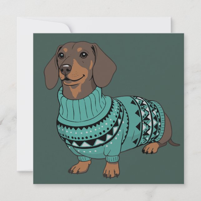 Wiener Dog Weihnachten Hässlicher Pullover Dachshu (Vorderseite)