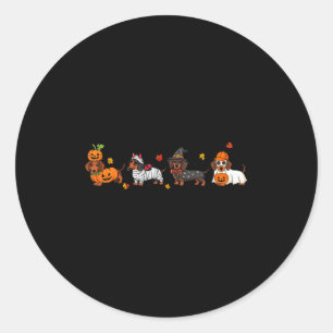 Wiener Hund Hexe Frohes Halloweenie Süßes Hallowee Runder Aufkleber
