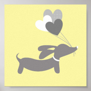 Wiener-Hund-Kinderzimmer-Kunst Gelb geschlechtsneu Poster