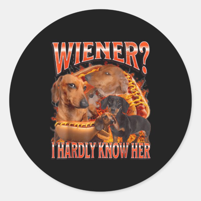 Wiener I Hardly Know Her Funny Offensive Dachshund Runder Aufkleber (Vorderseite)