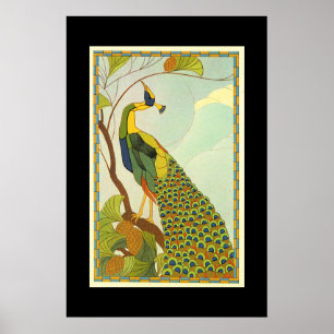 Wiener Kunst Nouveau Pfau Poster