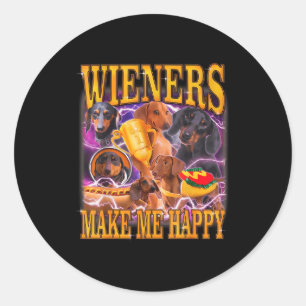 Wiener machen mich glücklich lustiger Dachshund-Hu Runder Aufkleber