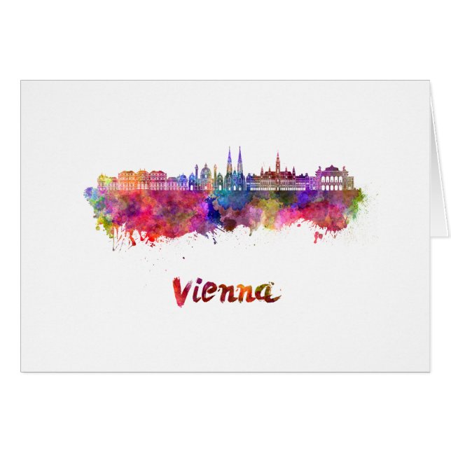 Wiener Skyline in Aquarellfarbe (Vorderseite (Horizontal))