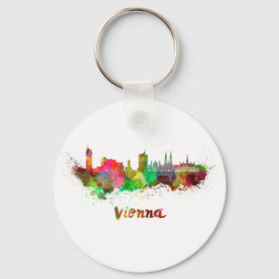 Wiener Skyline in Aquarellfarbe Schlüsselanhänger