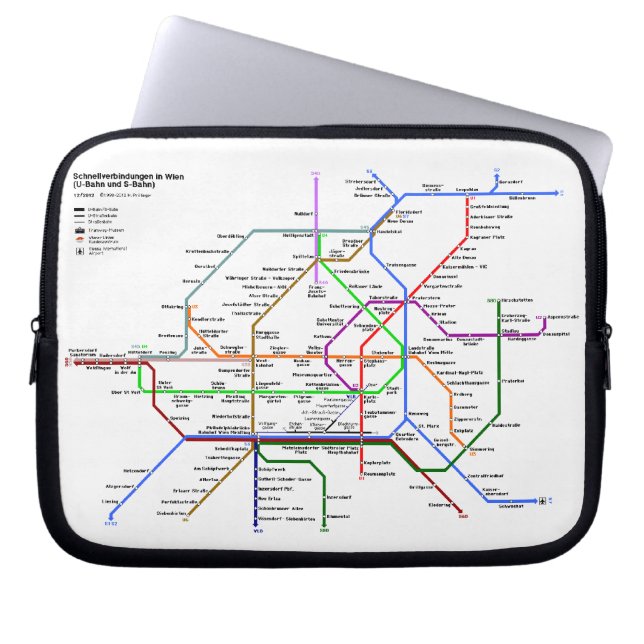 Wiener U-Bahn-Karte Elektronenbeutel Laptopschutzhülle (Vorderseite)