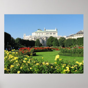 Wiener Volksgarten mit Rose Poster