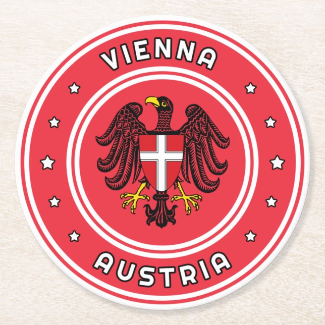 Wiener Wappen, Österreich Runder Pappuntersetzer (Vorderseite)