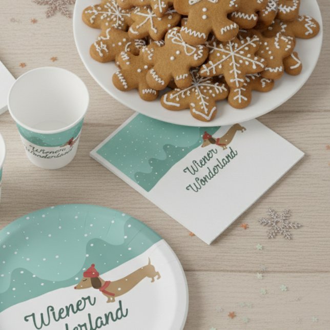 Wiener Wonderland Dachshund Christmas Doxie Serviette (Wiener Wonderland Dachshund Christmas Doxie Napkins)