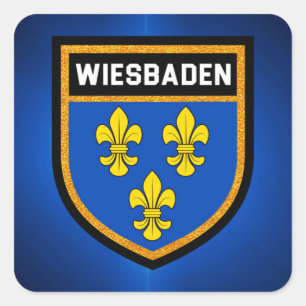 Wiesbaden-Flagge Quadratischer Aufkleber