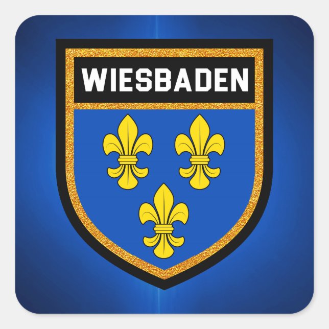 Wiesbaden-Flagge Quadratischer Aufkleber (Vorderseite)