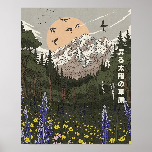 Wiese der aufgehenden Sonne Poster (Vorne)