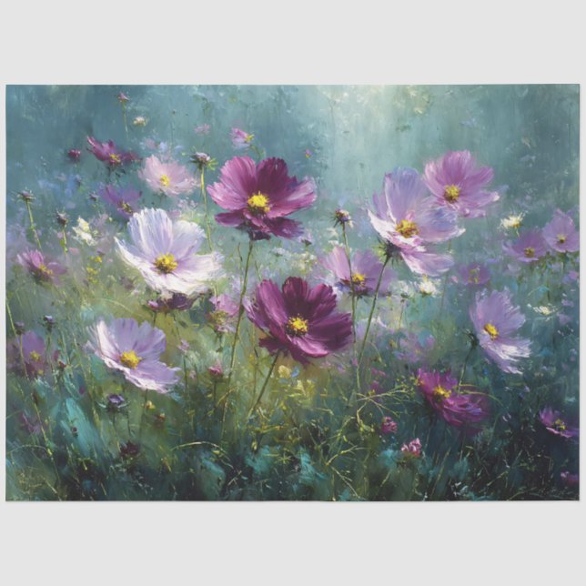 Wiese Lila Wildblumen im Blut Seidenpapier (Vorderseite)