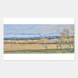 Wiese mit Aspens Rechteckiger Aufkleber