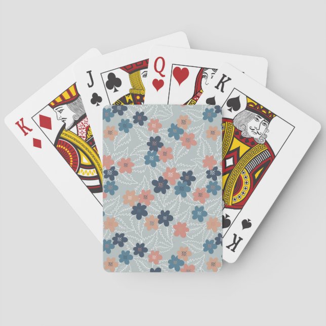 Wiese mit bunten Frühlingsblumen Spielkarten (Rückseite)