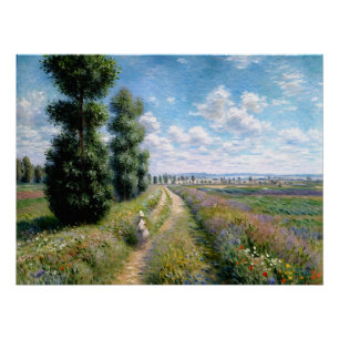 Wiese mit Poplars Poster