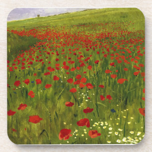 Wiese mit Poppies (1896) Merse Pál Szinyei Getränkeuntersetzer