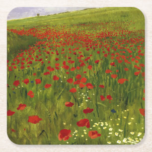 Wiese mit Poppies (1896) Merse Pál Szinyei Rechteckiger Pappuntersetzer