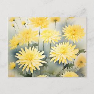 Wiese mit Wasserfarbe Chrysanthema Postkarte