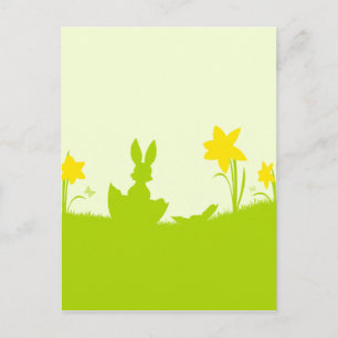 Wiese Osterhase Narzissen Postkarte