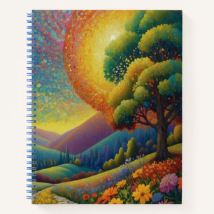 Wiese und Blumen Farbige Kunst Notizbuch