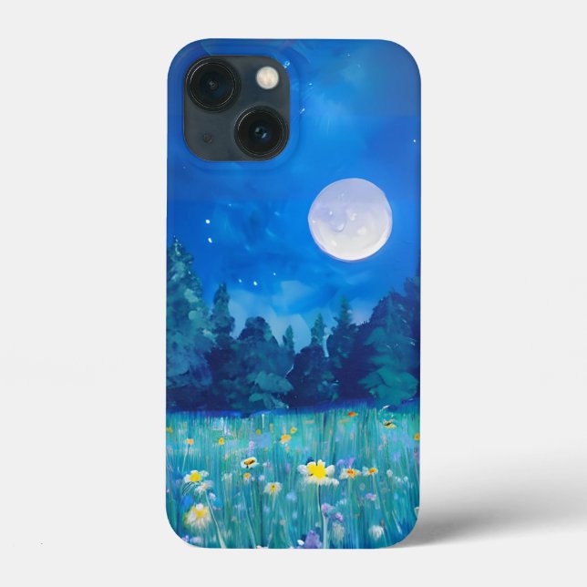 Wiese und Wald unter Vollmond Case-Mate iPhone Hülle (Rückseite)