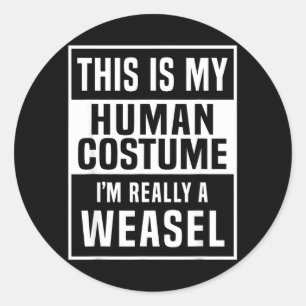 Wiesel-Kostüm-Shirt für ein lustiges Halloween-Obe Runder Aufkleber