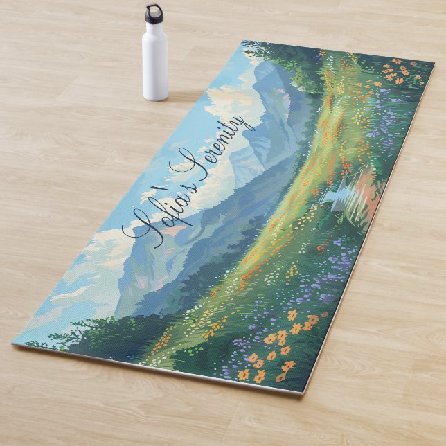 Wiesen Berge und Blume Natur Stille Yogamatte (Beispiel)