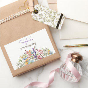 Wiesen farbenfrohe Blume Erwachsene Geburtstag Rechteckiger Aufkleber