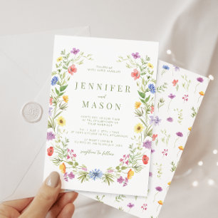 Wiesen farbenfrohe Wildblume boho Hochzeitseinladu Einladung