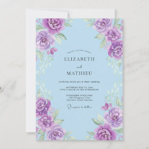 Wiesen Immergrün Violette Gemalte Hochzeit Einladung