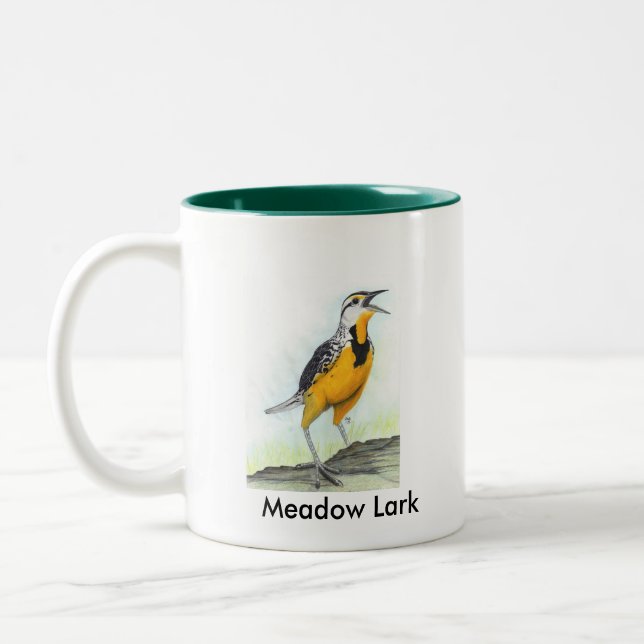 Wiesen-Lerche 2 versah Tasse mit grünem Innenraum (Links)