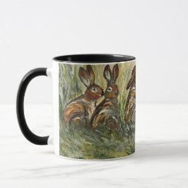 Wiesen-Matchup Spielende Hasen in einer Wiese Kani Tasse