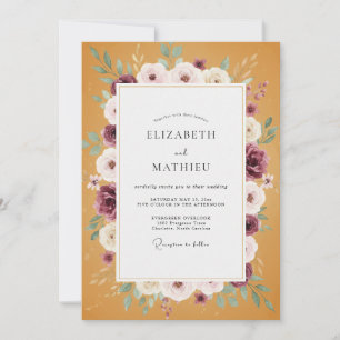 Wiesen-Senf-Pflaume-Kranz-Hochzeit Einladung