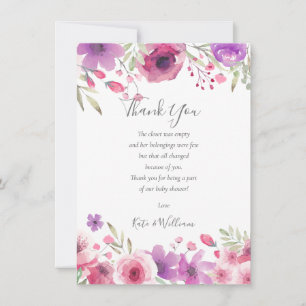 Wiesenblumen Baby Mädchen Shower Dankeschön Gedich Dankeskarte