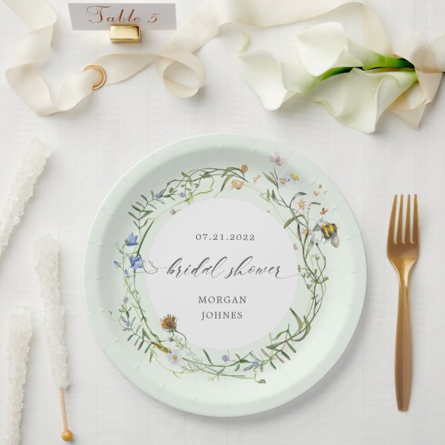 Wiesenblumen-Hochzeitsshower elegant Pappteller (Hochzeit)