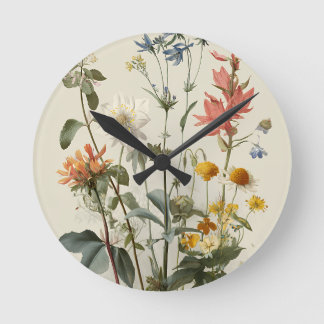 Wiesenblumenstrauß Runde Wanduhr