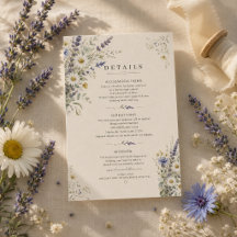 Wiesenhochzeit-Details Karte mit Wildblumen