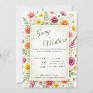 Wiesenhochzeit-Einladung mit Wildblumen Einladung
