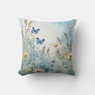 Wiesenmuse   Schmetterling und Wildblume Wasserfar Kissen