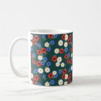 Wiesenmuster mit Wildblumen Mohn Gänseblümchen Kaffeetasse
