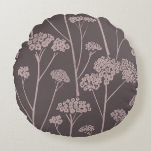 Wiesenstille Tiefes Aschgrau Staubiges Mauve Rundes Kissen