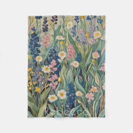 Wiesenweiher: Pastellfarben-Wildblumen Fleecedecke