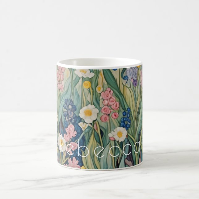Wiesenweiher: Pastellfarben-Wildblumen Kaffeetasse (Mittel)