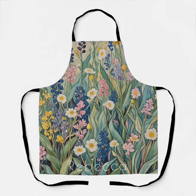 Wiesenweiher: Pastellfarben-Wildblumen Schürze (Vorderseite)