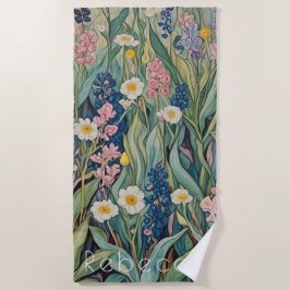 Wiesenweiher: Pastellfarben-Wildblumen Strandtuch