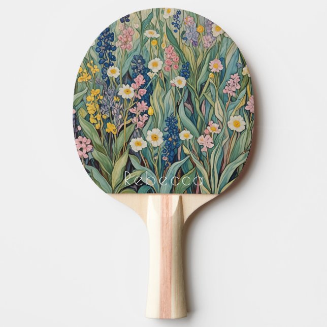 Wiesenweiher: Pastellfarben-Wildblumen Tischtennis Schläger (Vorderseite)