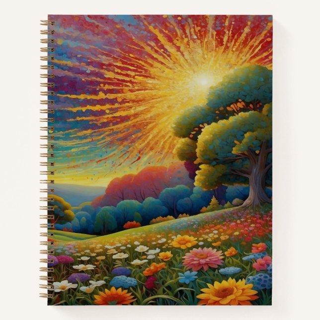 Wiesenwildblumen Bunte Kunst Notizbuch (Vorderseite)